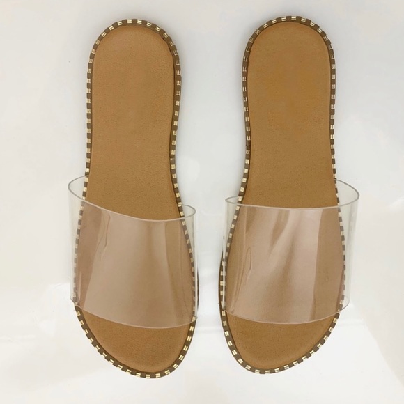 Clear Slip On One Band Flat Sandals - Picture 5 of 7